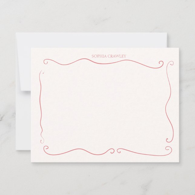 Hand Drawn Pink red Whimsical Personalised Card (Front)