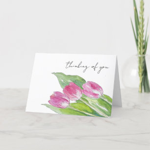 Hand Drawn Pink Spring Tulip Sketch Greeting Card