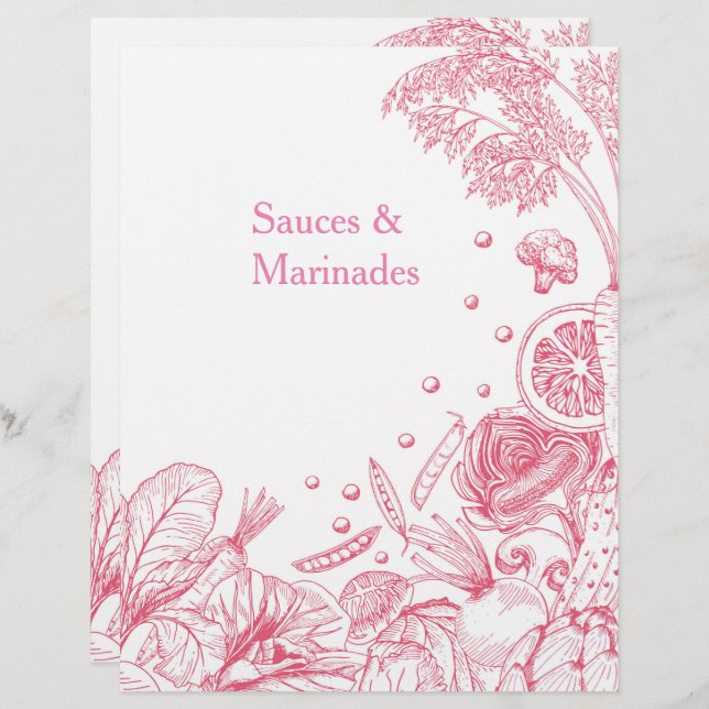 Hand Drawn Pink Vegetables Recipe Category (Front/Back)