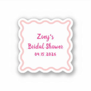 Hand Drawn Pink Wavy Border Bridal Shower Cute 