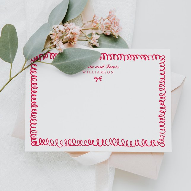 Hand Drawn Pink Whimsical Bridal Shower Stationery Card (Creator Uploaded)