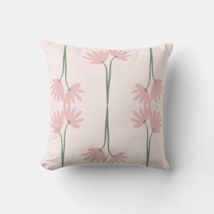 Hand Drawn Pink Wild Flowers Blush Cushion