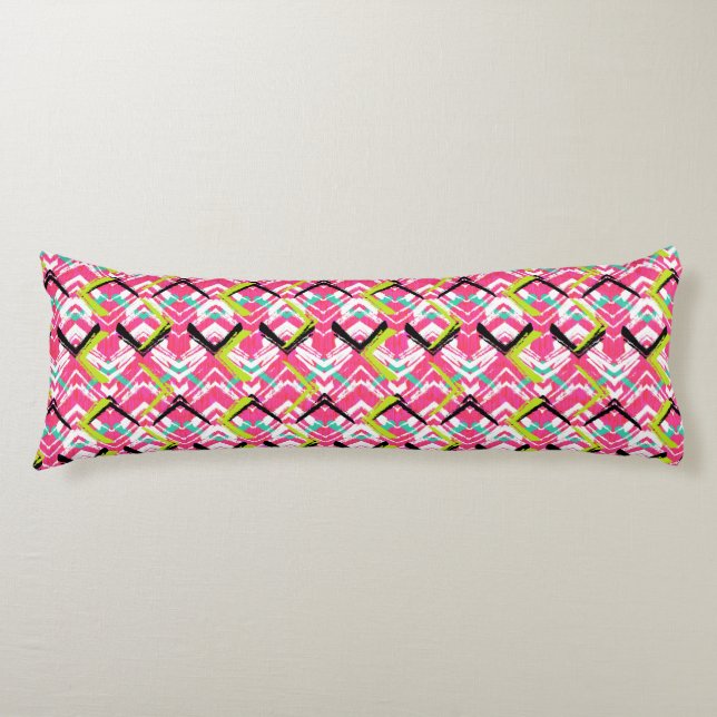 Hand Drawn Pink Zig Zag Pattern Body Cushion (Front)