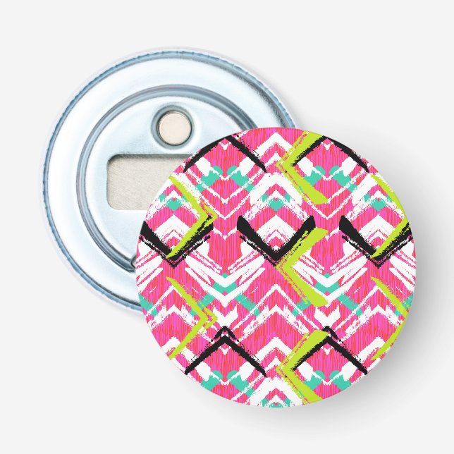 Hand Drawn Pink Zig Zag Pattern Bottle Opener (Front)