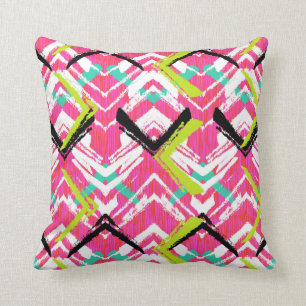 Hand Drawn Pink Zig Zag Pattern Cushion