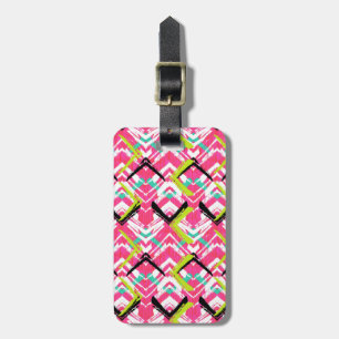 Hand Drawn Pink Zig Zag Pattern Luggage Tag