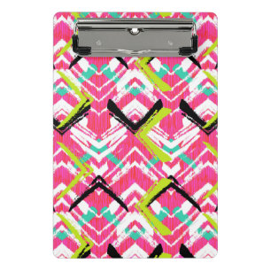 Hand Drawn Pink Zig Zag Pattern Mini Clipboard