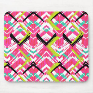 Hand Drawn Pink Zig Zag Pattern Mouse Mat