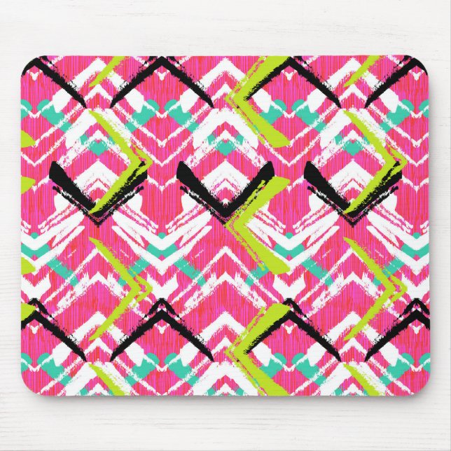 Hand Drawn Pink Zig Zag Pattern Mouse Mat (Front)