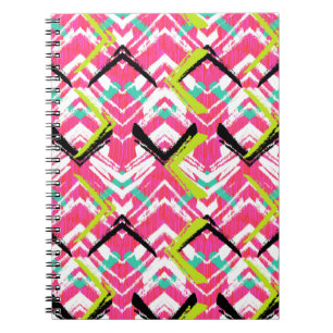 Hand Drawn Pink Zig Zag Pattern Notebook