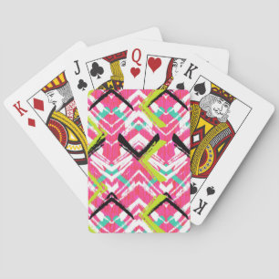 Hand Drawn Pink Zig Zag Pattern Playing Cards