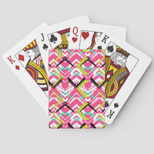 Hand Drawn Pink Zig Zag Pattern Playing Cards