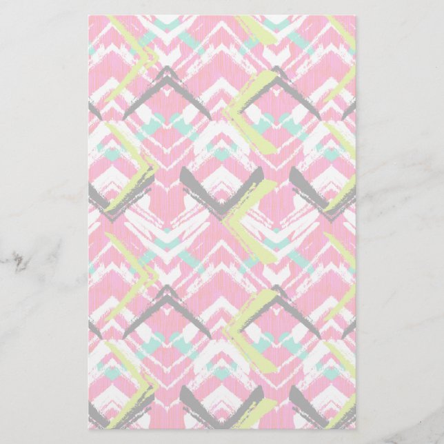 Hand Drawn Pink Zig Zag Pattern Stationery (Front)