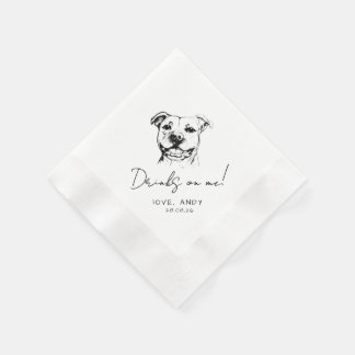 Hand Drawn Pit Bull Drinks on me Cocktail Napkin