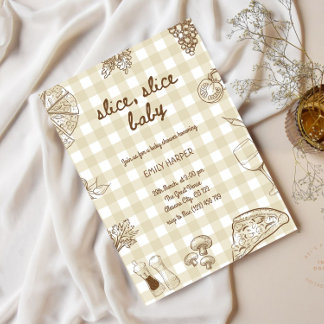 Hand Drawn Pizza Baby Shower Invitation Whimsical