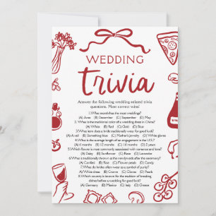 Hand Drawn Pizza Wedding Trivia Bridal Shower Game Invitation