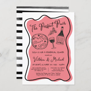 Hand drawn Pizza & Wine the perfect pair Italian Invitation