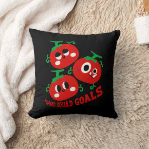 Hand-drawn Playful Trio of Kawaii Tomato Faces Cushion