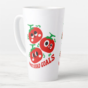Hand-drawn Playful Trio of Kawaii Tomato Faces Latte Mug