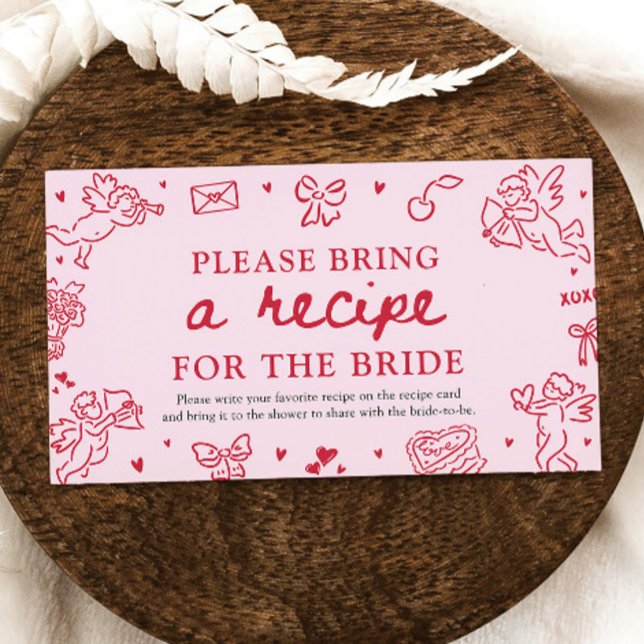 Hand Drawn Please Bring A Recipe for Bride Game Enclosure Card (Hand Drawn Please Bring A Recipe for Bride Game)