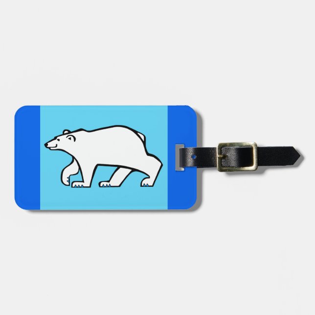 Hand drawn - Polar BEAR - Arctic Blue Luggage Tag (Front Horizontal)