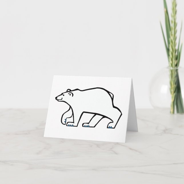 Hand drawn - POLAR BEAR - Arctic Wildlife - Thank You Card (Front)