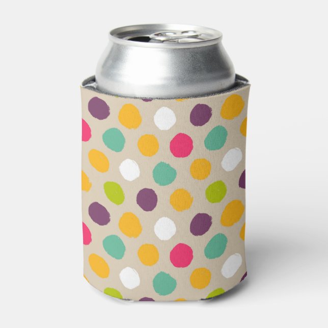 Hand-drawn polka dot pattern can cooler (Can Front)
