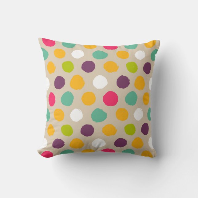 Hand-drawn polka dot pattern cushion (Front)