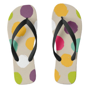 Hand-drawn polka dot pattern flip flops
