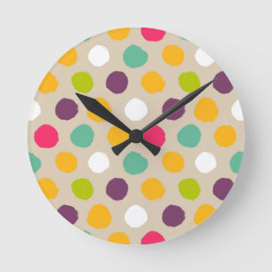 Hand-drawn polka dot pattern round clock