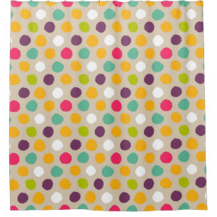 Hand-drawn polka dot pattern shower curtain