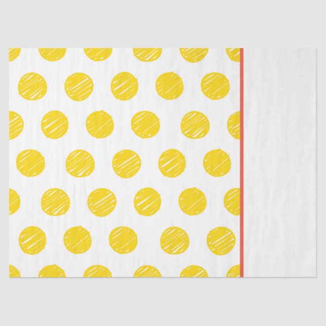 Hand Drawn Polka Dot Yellow Orange White Gift Wrap Tissue Paper (Front)