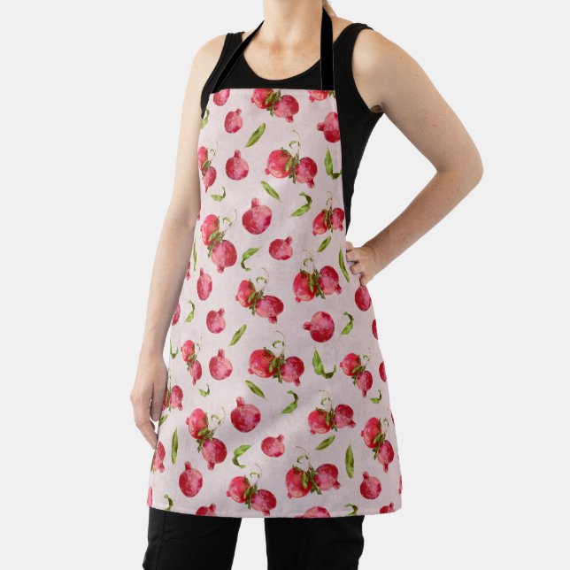 Hand Drawn Pomegranate Botanical Illustration Apron (Insitu)