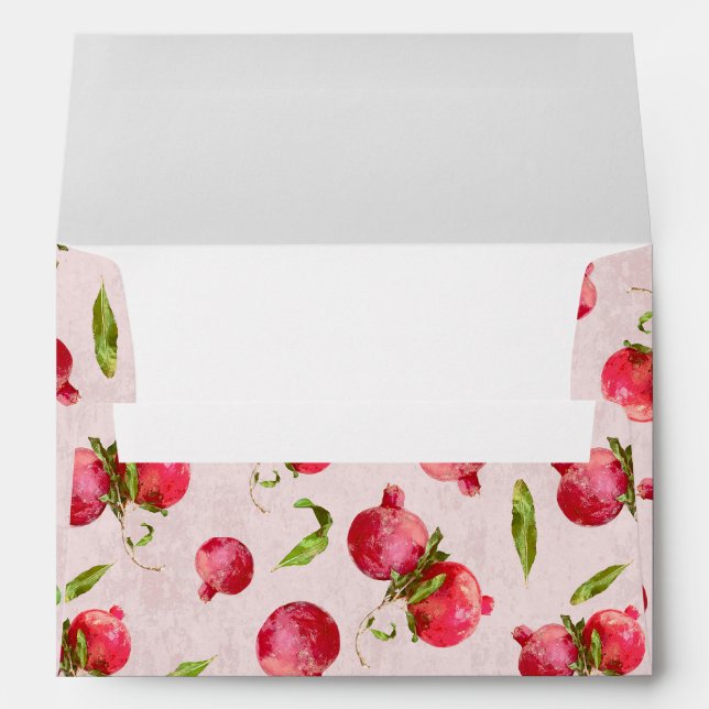 Hand Drawn Pomegranate Botanical Illustration Envelope (Back (Bottom))