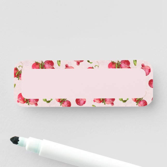 Hand Drawn Pomegranate Botanical Illustration Name Tag (In Situ)