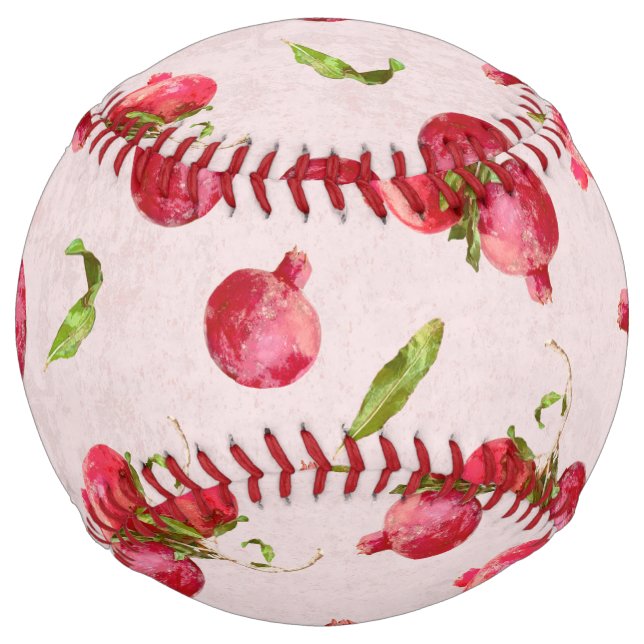 Hand Drawn Pomegranate Botanical Illustration Softball (Front)