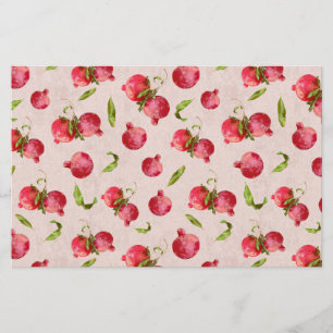 Hand Drawn Pomegranate Botanical Illustration Stationery