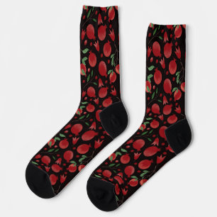 Hand-drawn Pomegranate Fruits Seamless Pattern Socks