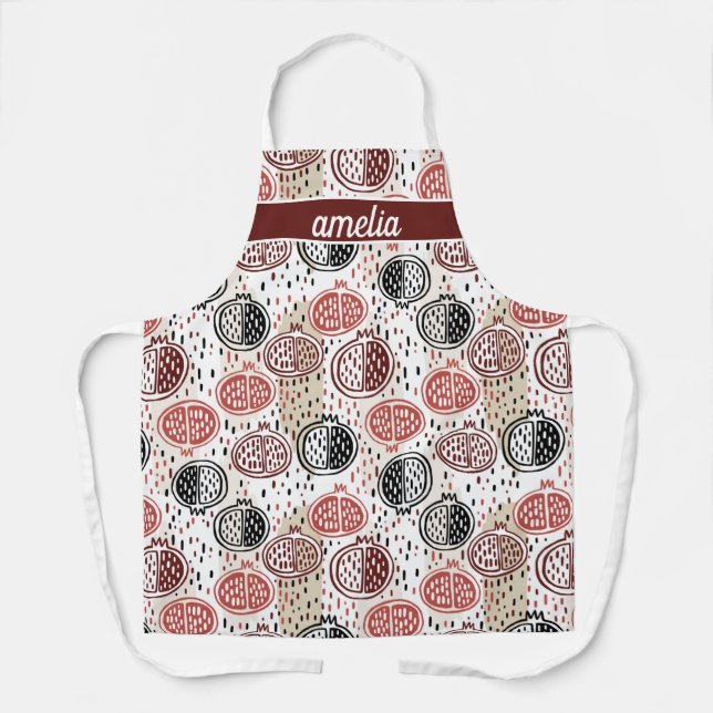 Hand Drawn Pomegranate Pattern ID491 Apron (Front)