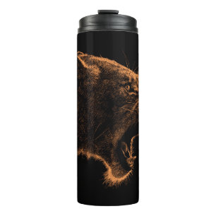Hand drawn portrait of Lioness. Graphical sketch o Thermal Tumbler