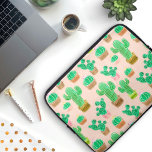 Hand Drawn Potted Cactus Pattern Laptop Sleeve<br><div class="desc">A pattern of various different types of cacti planted in different colours of pots. They are placed on a light pink background and are surrounded with cactus needle shapes. Each cactus is coloured with watercolours in bright green shades!</div>