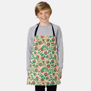 Hand Drawn Pressed Flowers Leaves Pattern Apron