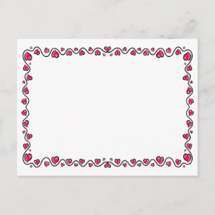 Hand Drawn Pretty Love Heart Doodle Border Postcard