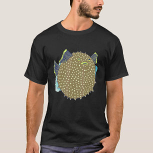 Hand Drawn Puffer Fish Deep Ocean Creatures and Ri T-Shirt
