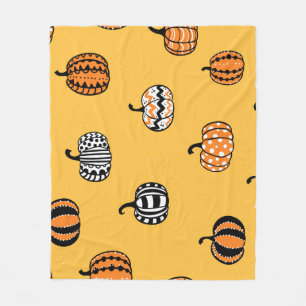 Hand Drawn Pumpkin Halloween Seamless Fleece Blanket