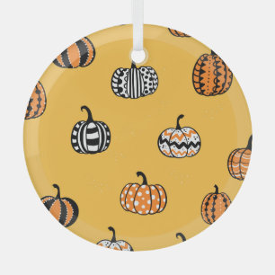 Hand Drawn Pumpkin Halloween Seamless Glass Tree Decoration