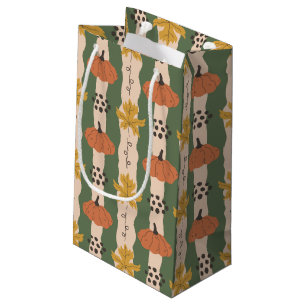 Hand Drawn Pumpkin & Leaf Pattern Gift Bag