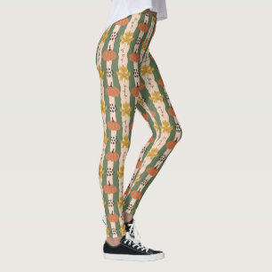 Hand Drawn Pumpkin & Leaf Pattern Leggings