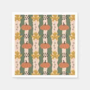 Hand Drawn Pumpkin & Leaf Pattern Paper Napkins