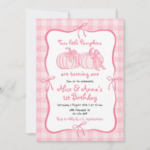 Hand Drawn Pumpkin Twins Birthday Invitation